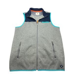 Sperry Vest Men's Medium Gray Blue Fleece Full Zip